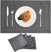 Piatti per tavolo lavabili in tessuto imitativo - Set da 4 - Grigio - 30 x 45 cm - Antiscivolo & Bicosto per tavolo da pranzo, cucina, salotto e ufficio