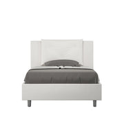 BS COM Letto una piazza e mezza con rete imbottito 120x210 similpelle bianco