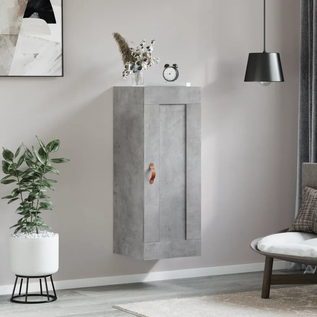 Armadietto a Muro | Mobile a Parete Grigio Cemento 34,5x34x90 cm Legno Multistrato