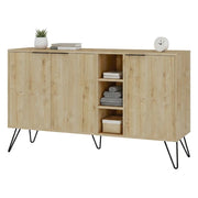 Credenza Alin, Buffet da soggiorno, Madia da salotto, Dispensa da cucina, 142x36h83 cm, Quercia