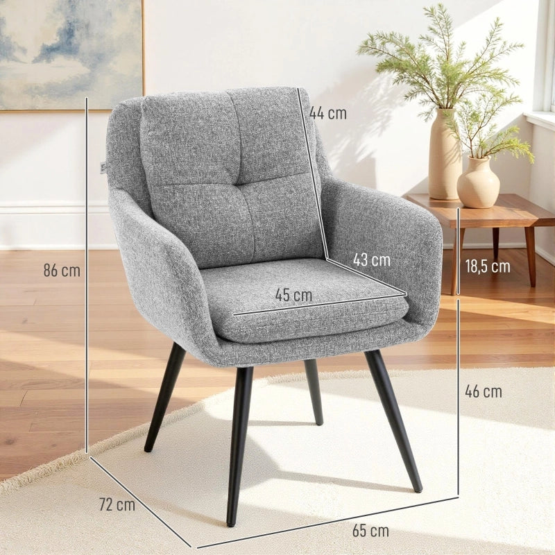 POLTRONA Imbottita 65x72x86 cm Grigio Chiaro in metallo