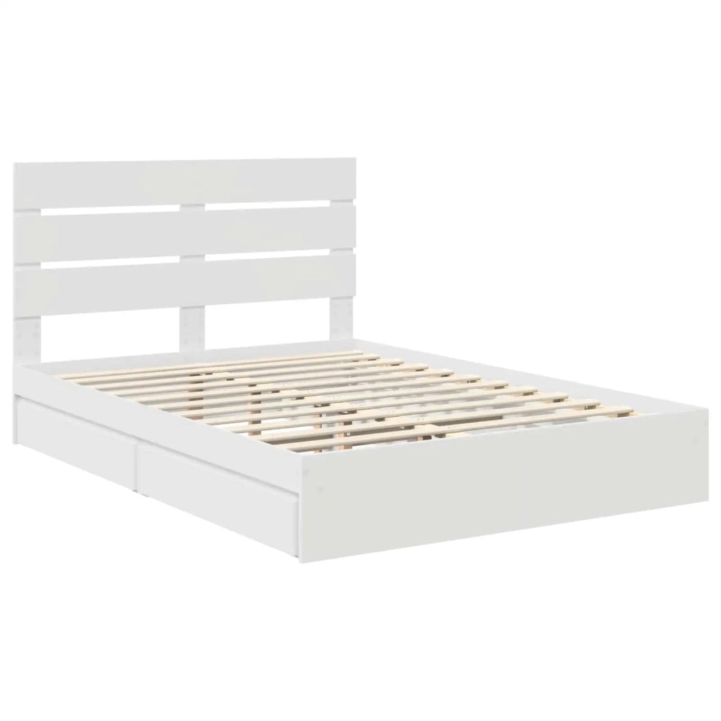 Letto con Contenitore Bianco 140 x 190 cm Legno multistrato