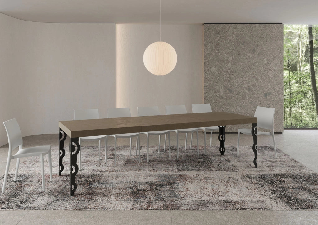 Tavolo allungabile 200/304x90 cm Karamay Premium tortora gambe antracite