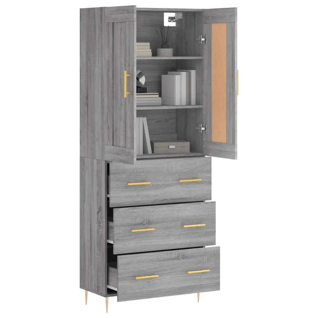 Credenza Grigio Sonoma 69,5x34x180 cm in Legno Multistrato 3199743