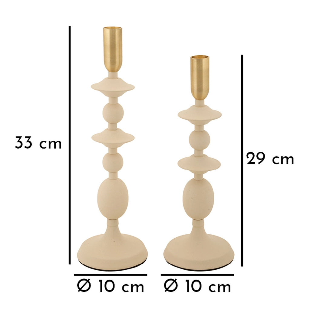 Portacandela VKH933, Beige, Acciaio, 10x10x33 cm