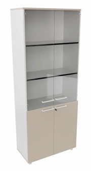 Libreria da ufficio con ante in vetro o melaminico a scelta, in vari colori cm. 80x40x198,8h