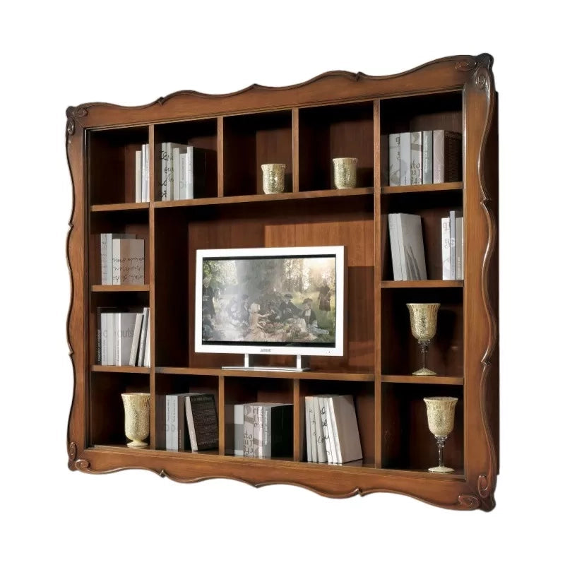  parete porta tv sospesa con cornice 14 vani legno bassano 235x37x192 - Mobili 2G