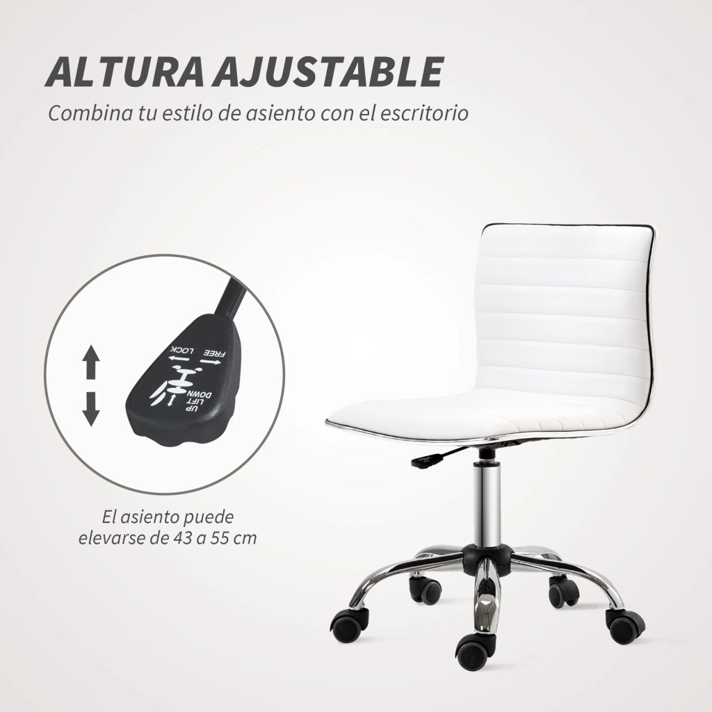 Sedia da ufficio girevole senza braccioli ¨C zephmum ¨C imbottita in similpelle bianca