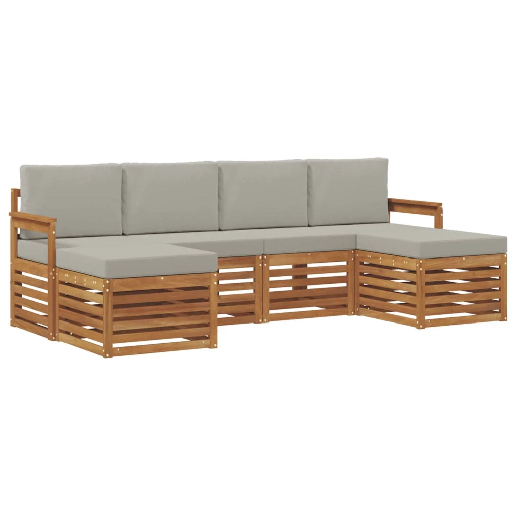 Set divani con cuscino 6 pcs Grigio Naturale e Chiaro 3375236