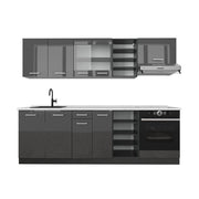 Cucina componibile R-Line Antracite lucido/Antracite 240 cm, PL Marmo Vicco