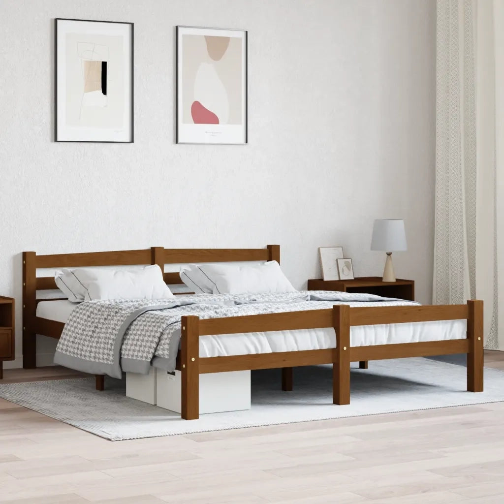 Giroletto senza Materasso-Struttura Letto Ambrato in Legno di Pino 160x200 cm 203949