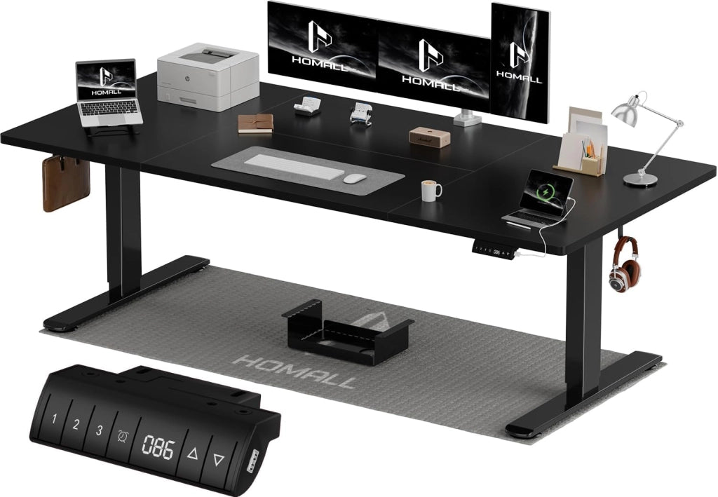 200x80 CM scrivania regolabile in altezza, scrivania da ufficio con quattro sezioni, scrivania per computer con funzione di memoria.