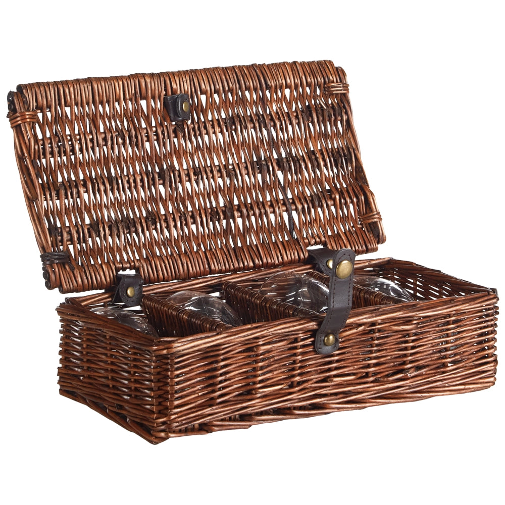 Cesto da picnic in vimini marrone per 4 persone con borsa termica stile semplice ed elegante