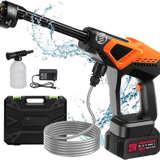 Pulitore di alta pressione auto - Pulitore di alta pressione a batteria - Pistola di alta pressione - Per auto, casa, giardino - Pulizia a basso consumo di carburante