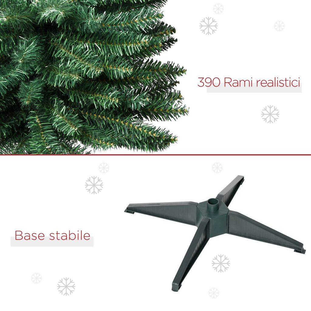 EasyComfort Albero di Natale Slim Artificiale 180 cm con Rami Realistici, Albero di Natale Alto e Stretto con Base Pieghevole, Verde