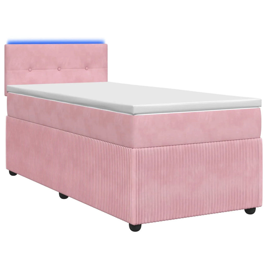 Letto box spring con materasso Rosa 100 x 200 cm Velluto 3453088