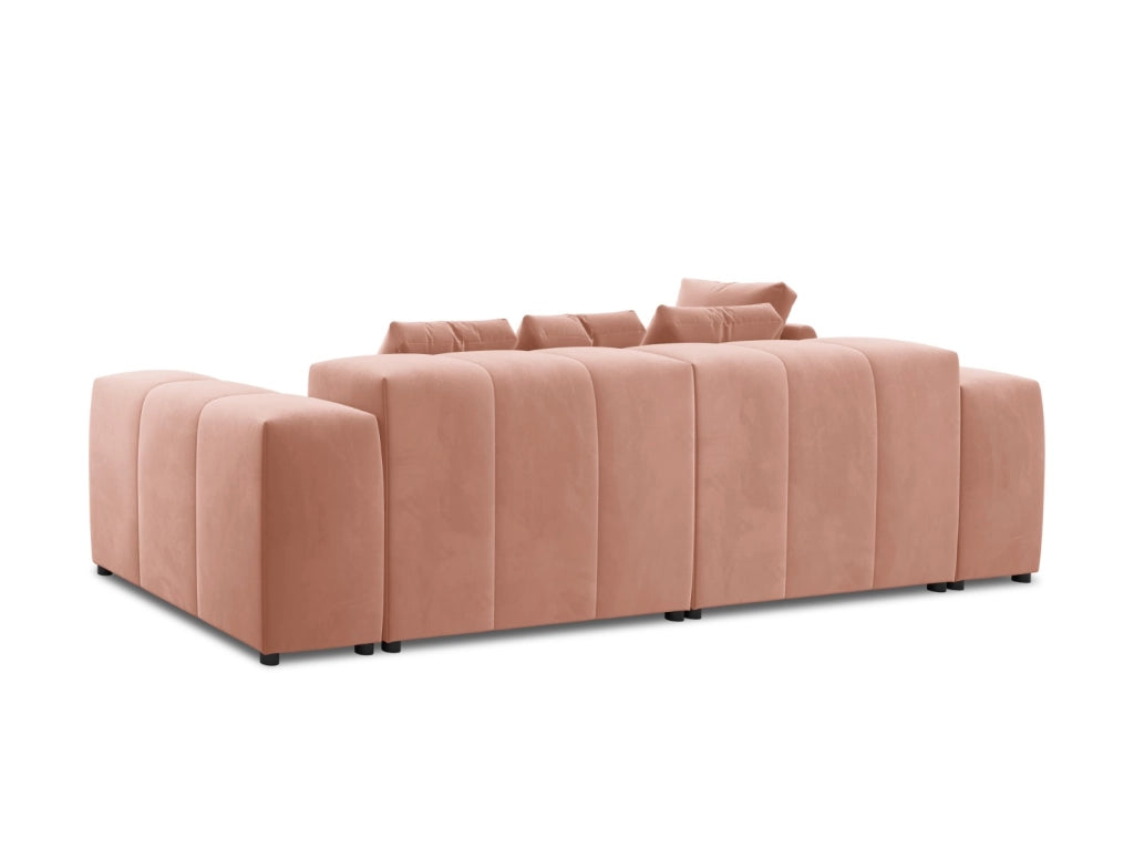 Cosmopolitan Design - Divano angolare modulare reversibile "Rome" 4 posti in velluto rosa 
