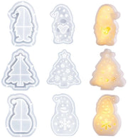 Set di Forme per Cera di 3 pezzi - Decorazioni di Natale - Babbi Natale/Elfi/Alberelli - Malline in Silicone - Tempo Libero Creativo - Flessibili e Resistenti alle Scalfitture