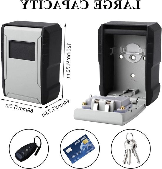 Sistema di chiusura per garage con montaggio a parete, acqua resistente, con codice a 4 cifre, combinazione di serrature con codice per garage e casa, deposito di chiavi in stile nero.