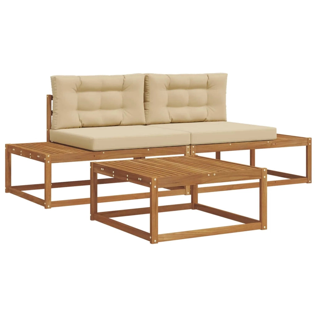 Set di divani da esterno con cuscino 3 Pezzo Naturale e Beige 3368131