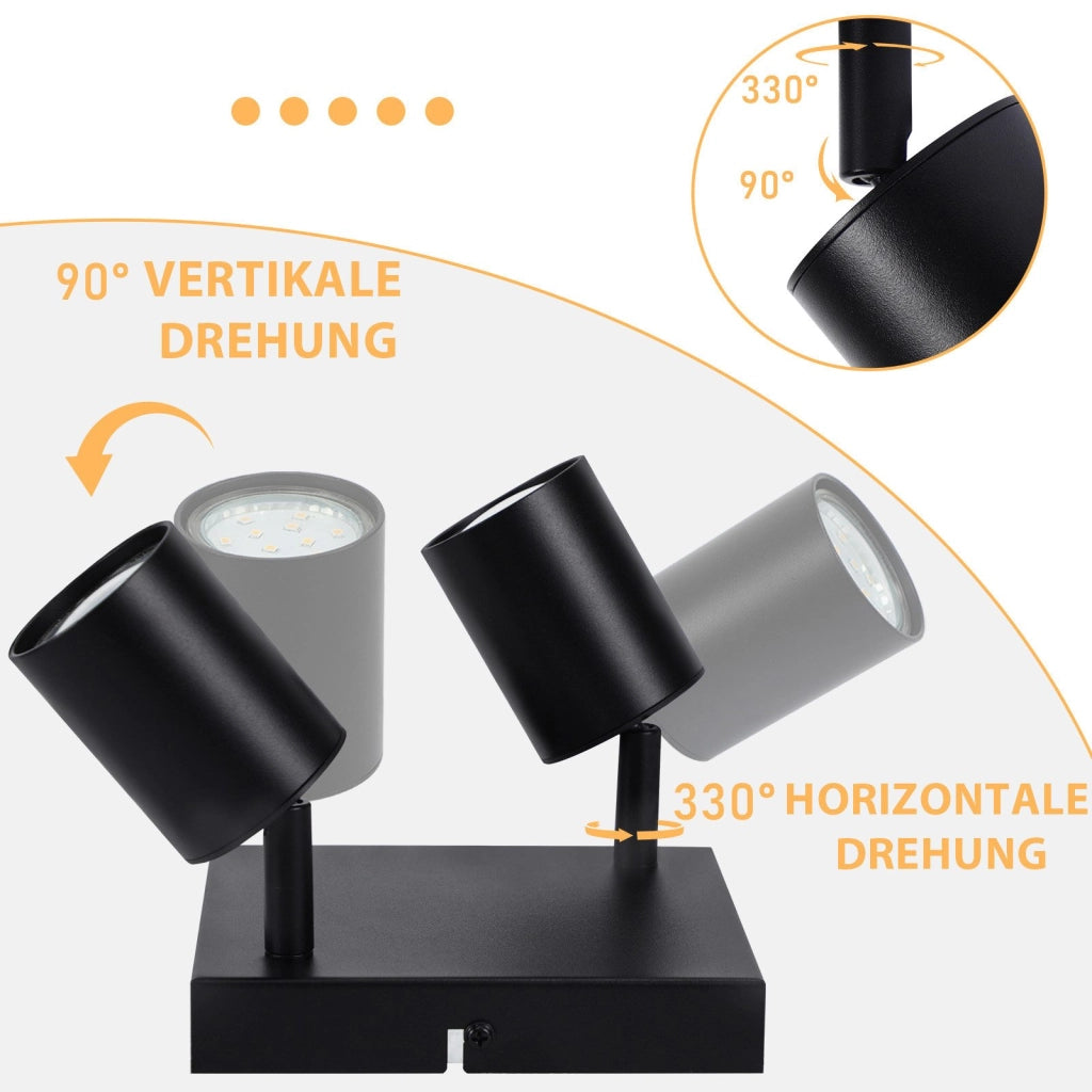 ZMH Faretto da soffitto 2 fiamme GU10 lampada da soffitto moderna parete orientabile 330° soggiorno