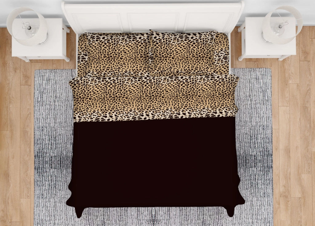 Completo Lenzuola Letto Camera In 100% Cotone Made Italy Vari Disegni RP - Piazza 1-2 - Leopardato
