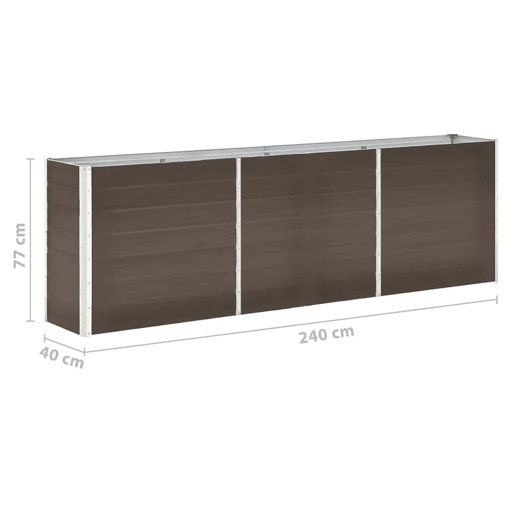 Fioriere | Cassetta per fiori | Letto Rialzato in Acciaio Zincato 240x40x77 cm Marrone