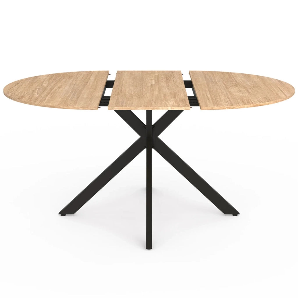 IDMarket - Tavolo da pranzo allungabile ALIX, rotondo, 4-8 persone, nero e gambe a zampa di spagnola in legno 110-150 cm