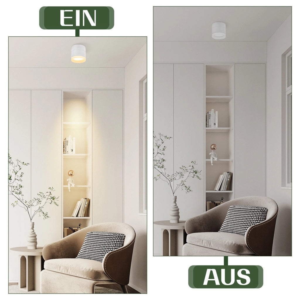 ZMH Faretto da soffitto LED bianchi rotondi da superficie 5W acrilico piccoli