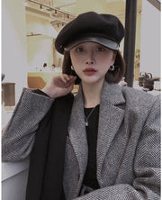 Petto sportiva in stile baseball, cappello, berretto britannico a forma di ottagono - Versatile e fa sembrare il tuo viso più piccolo