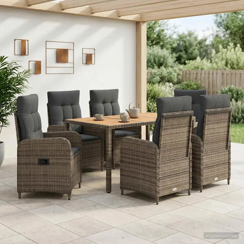 Set da pranzo per esterni 7 pz Grigio chiaro e grigio scuro 3422281