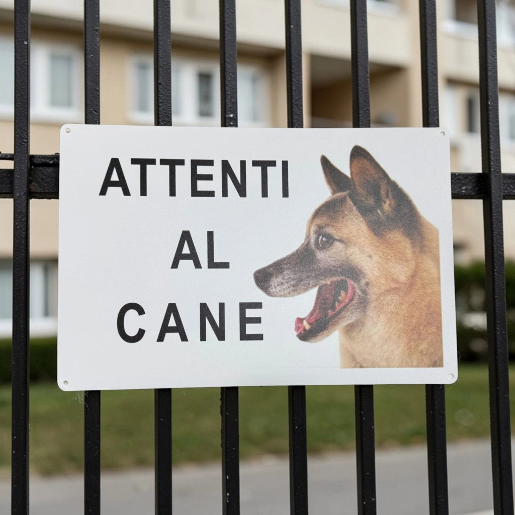 Cartello Attenti al Cane 30x20 cm con 4 Fori e Adesivi 884897