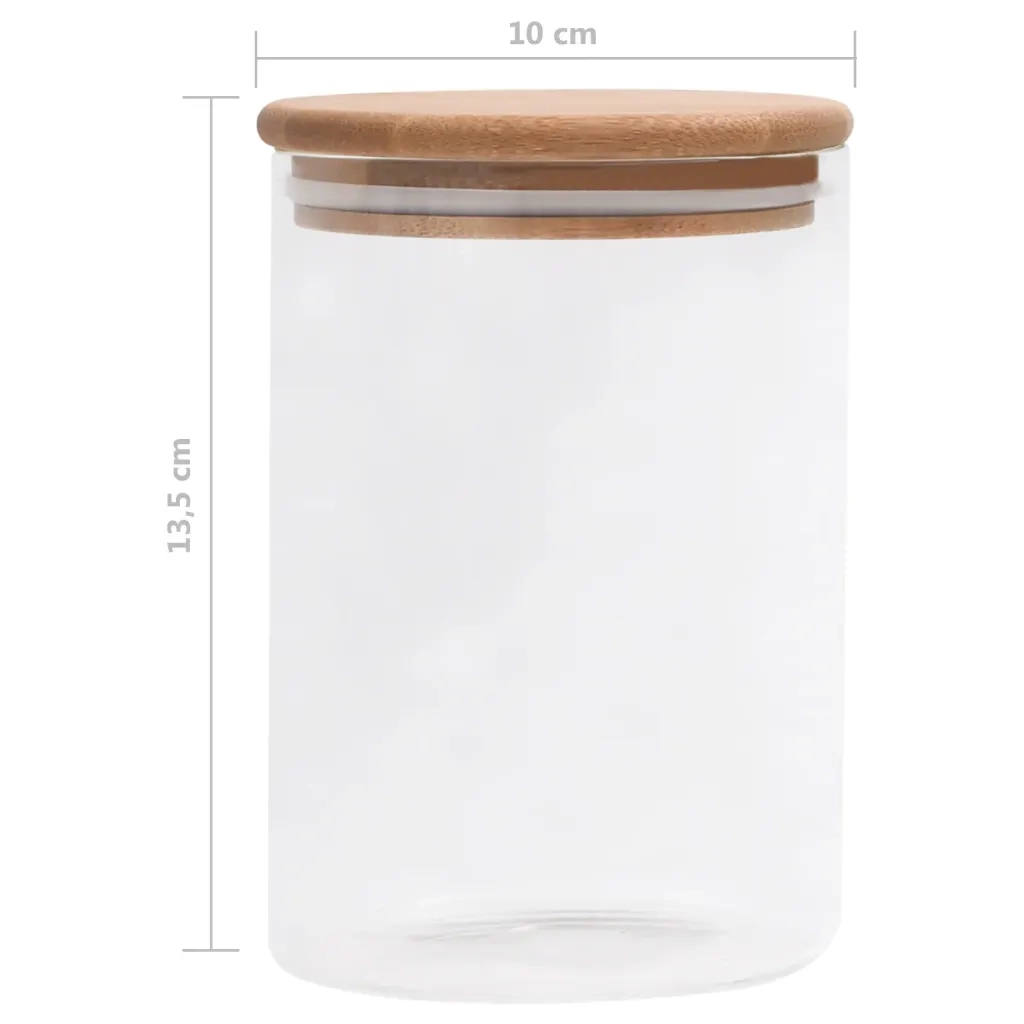 Barattoli di Vetro con Coperchio in Bambù 4 pz 800 ml 150704