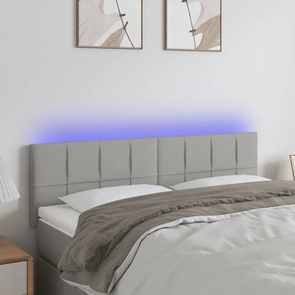 Testiera | Testata a LED Grigio Chiaro 144x5x78/88 cm in Tessuto