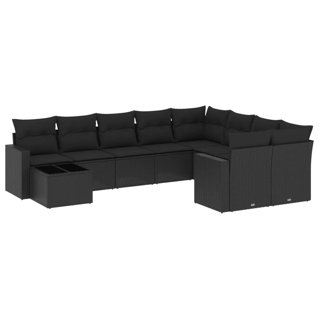 Set Divani da Giardino 10pz con Cuscini in Polyrattan Nerocod mxl 116679