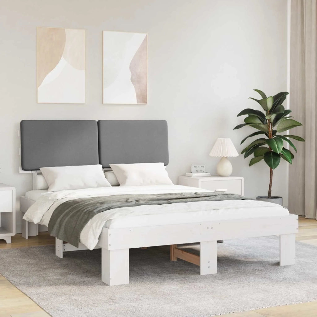 Letto con Testiera Rivestita Grigio chiaro 160 x 200 cm 877338