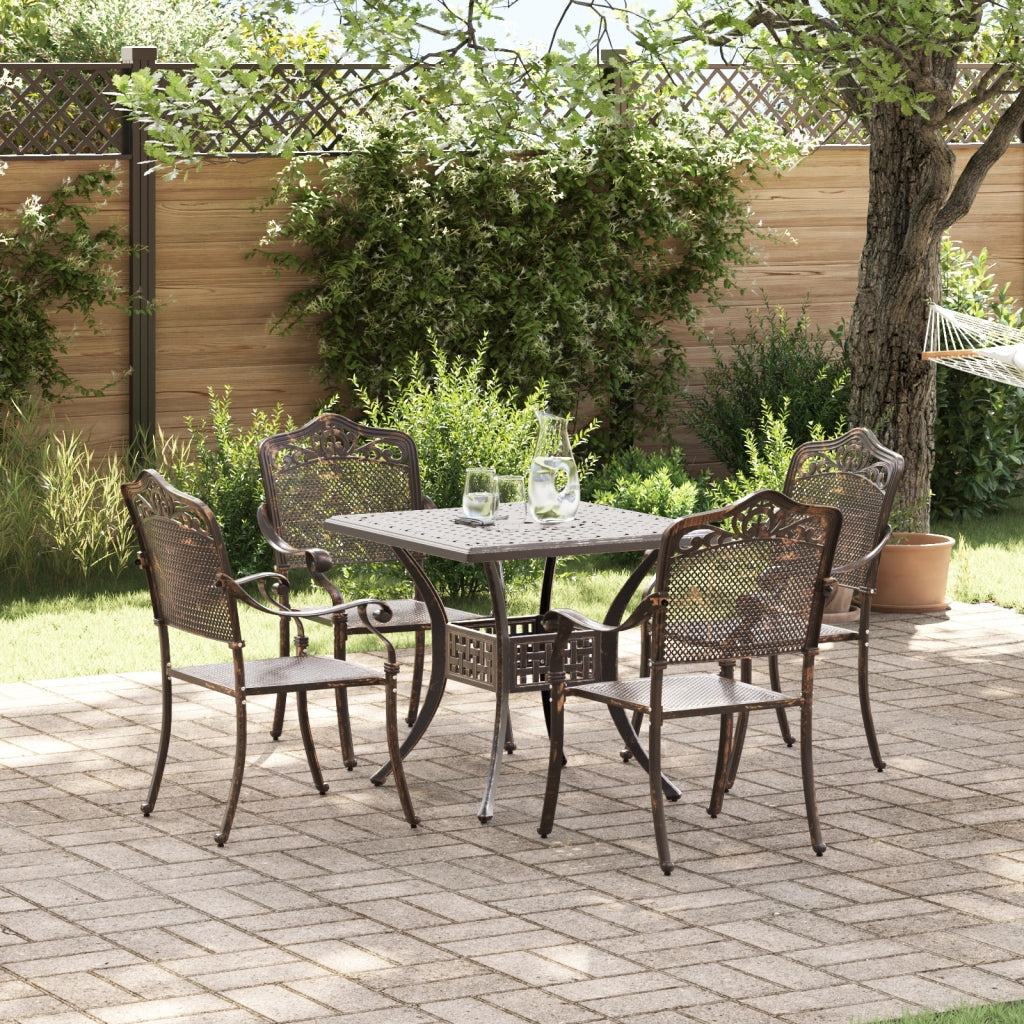 Set da pranzo da giardino 5 pezzi in alluminio bronzo