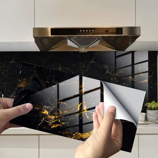 Stickers per piastrelle in marmo 12x6 pollici, 16 pezzi, stickers per piastrelle in PVC, pellicola per piastrelle, rivestimento per parete autofissante, rivestimento per parete impermeabile per cucina, armadi, mobili, tavolo.