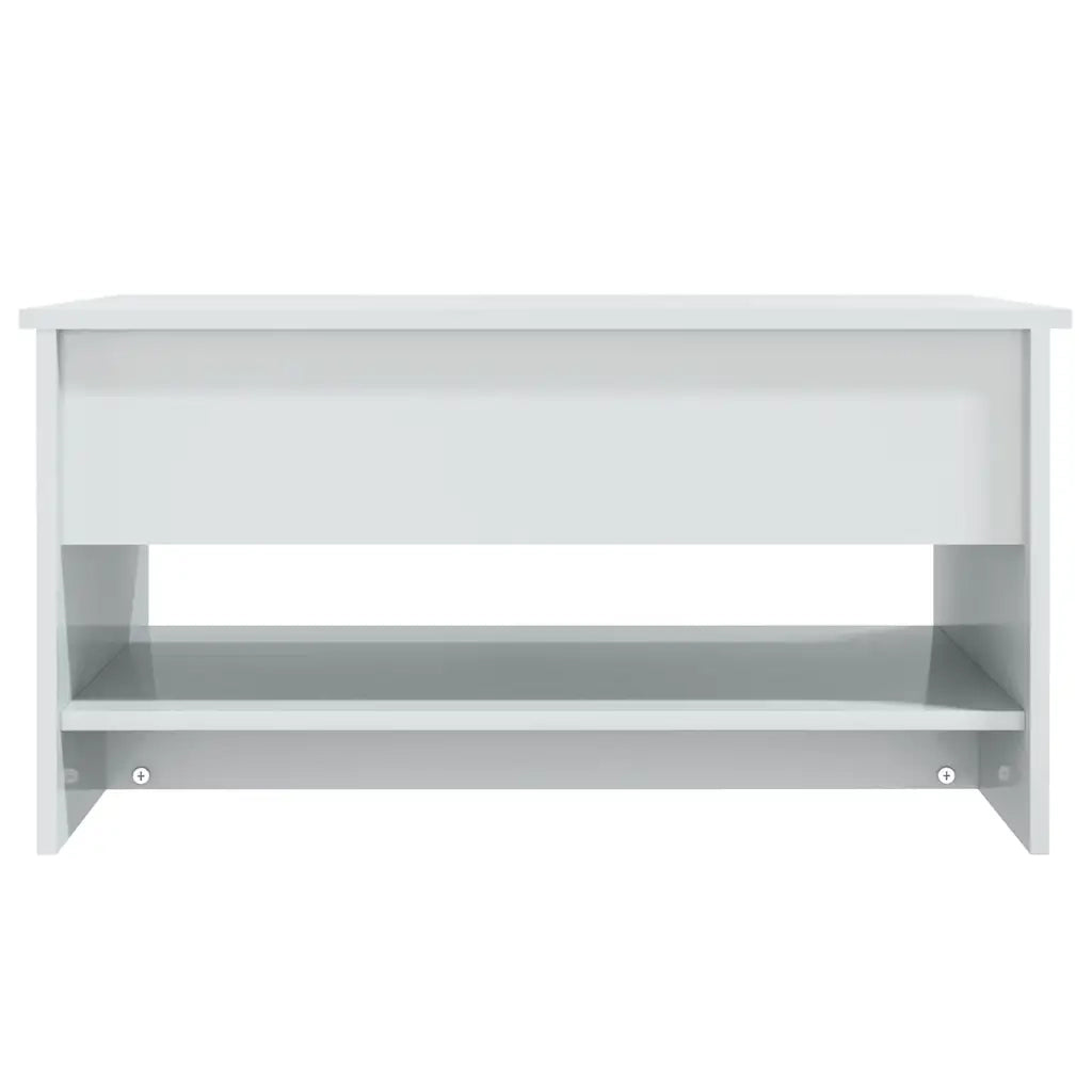 Tavolino da Salotto Bianco Lucido 80x50x40 cm Legno Multistrato