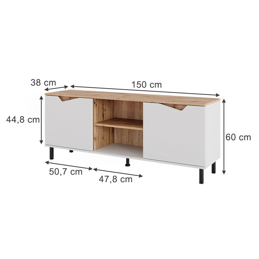 Vicco Mobile tv Bianco/Artisan 150 x 60 cm con 2 porte