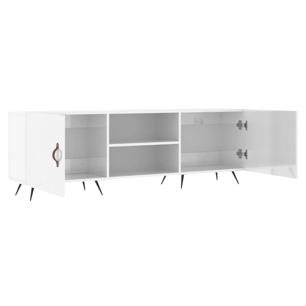 Mobile TV multimediale mensola TV mobile TV sala da pranzo soggiorno camera da letto finitura lucida 150 x 30 x 50 cm legno ingegnerizzato bianco 02_0027041