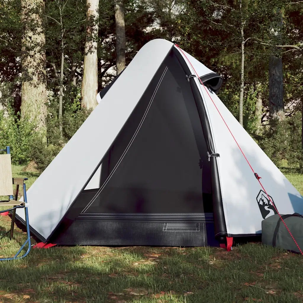 Tenda Campeggio a Cupola 2 Persone Bianca Tessuto Impermeabile 94322