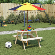 vidaXL Tavolo da Picnic per 4 Bambini con Ombrellone Legno di Abete