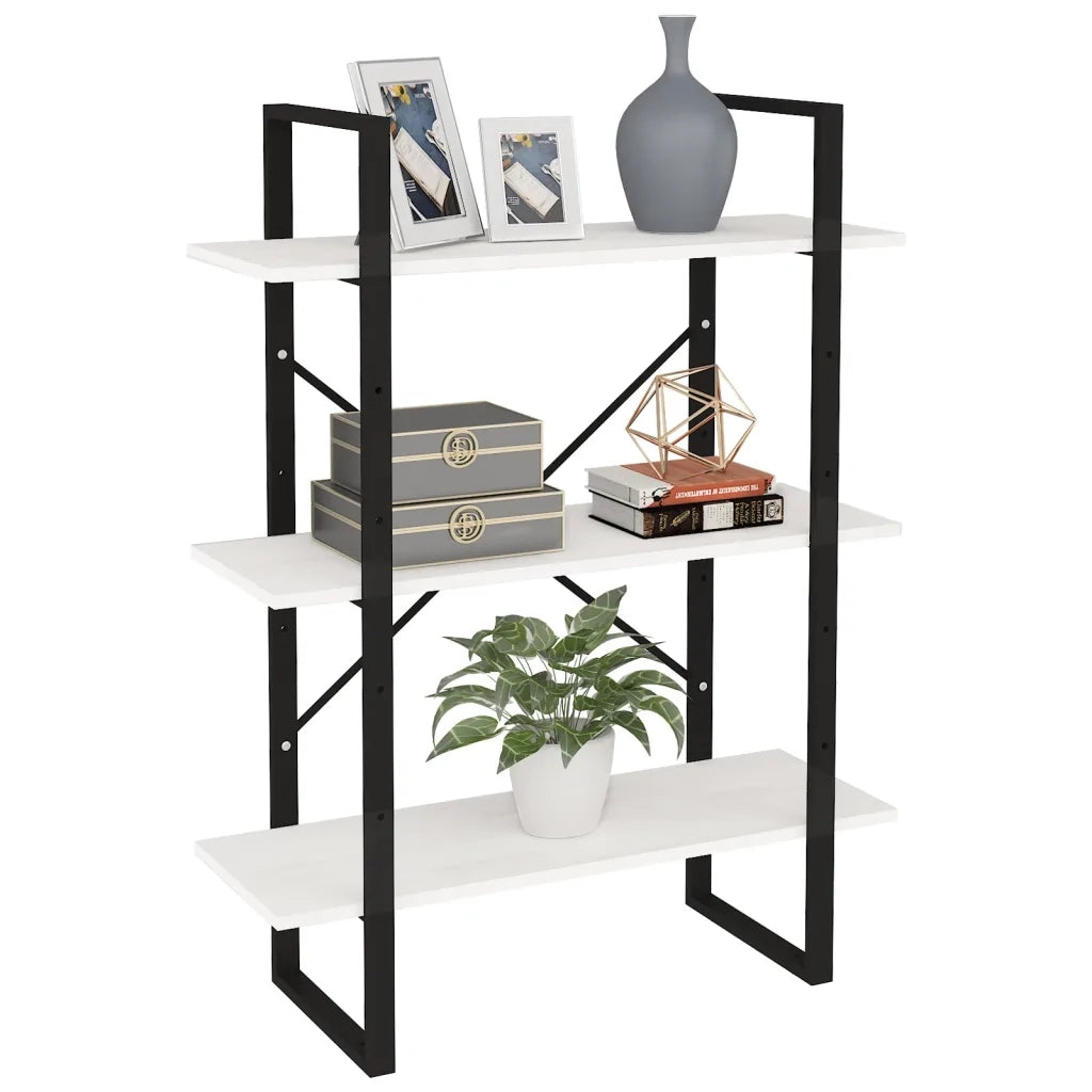 Libreria a 3 Ripiani Bianca 80x30x105 cm in Massello di Pino cod mxl 21111