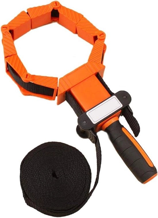 Strumento per Riem Klemmen Multifunzionale - Lavorazione del Legno - Flessibile Riem Klem con Rapida Regolazione - Clip a Molte Faccette - 90 Gradi - Cintura in Nylon Pur da 4m - Adatto per - Colore o Modello - Riemklem per Lavorazione del Legno