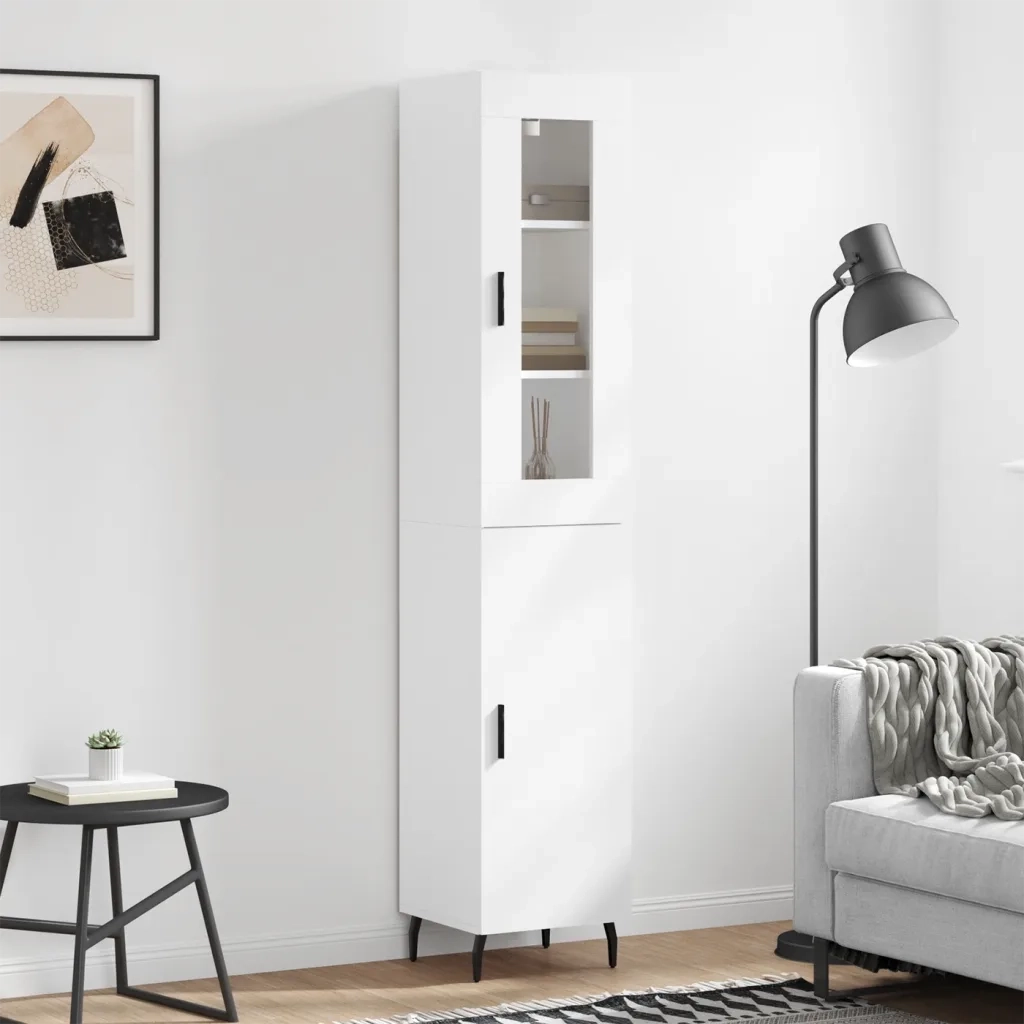 Credenza | Madia | Buffet da pranzo | Armadio da pranzo Bianca 34,5x34x180 cm in Legno Multistrato