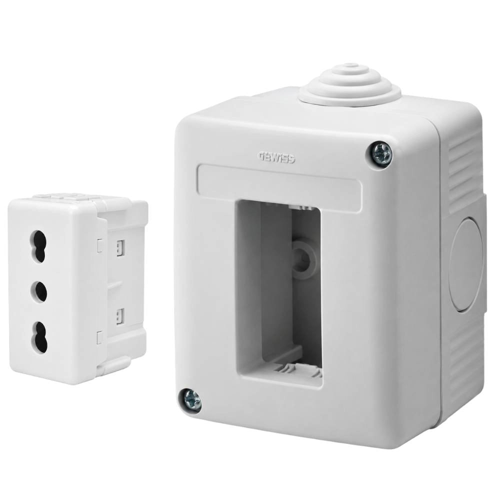 Presa bipasso 2p+t 10/16a 250v con contenitore da parete ip40