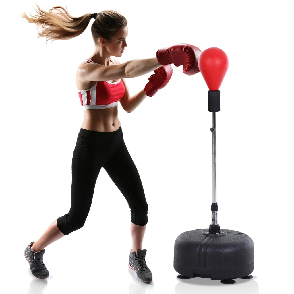 Sacco da boxe con supporto, altezza regolabile 136-154 cm, sacco da boxe autoportante con guantoni da boxe, per adolescenti e adulti, per