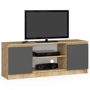 Mobile TV AKORD Quercia Artisan 140 cm 2 ante inserto frontale Grigio Grafite 140x40x55 cm