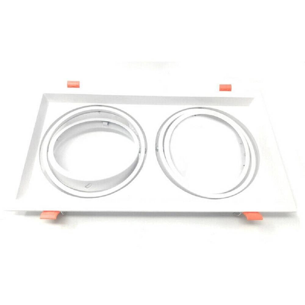 Trade Shop - Porta Faretto Incasso Doppio Faretto Ar111 Rettangolare Orientabile P-ar111-2 -